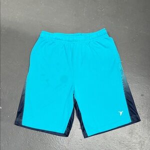 Kids Athletic Shorts in Bright Turquoise with Navy Accents